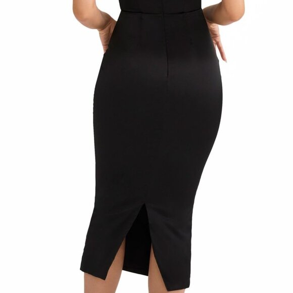 House of CB Anais Satin Corset Midi Dress- Black - Picture 3 of 11